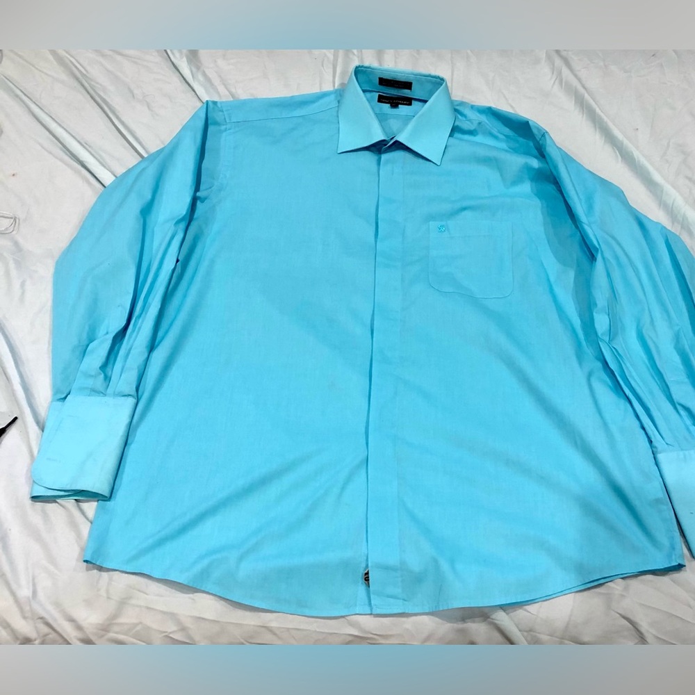 Stacy Adams Dress Shirt. Turquoise size 34-35, 17 1/2